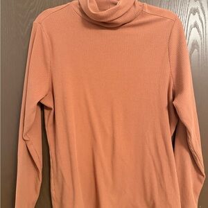 Rust Ribbed Turtleneck Sweater